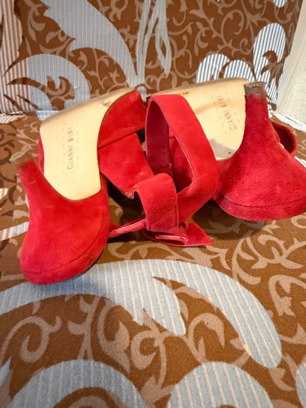 Gianni Bini Red Pointed-Toe Ankle-Strap Pumps - Picture 7 of 7